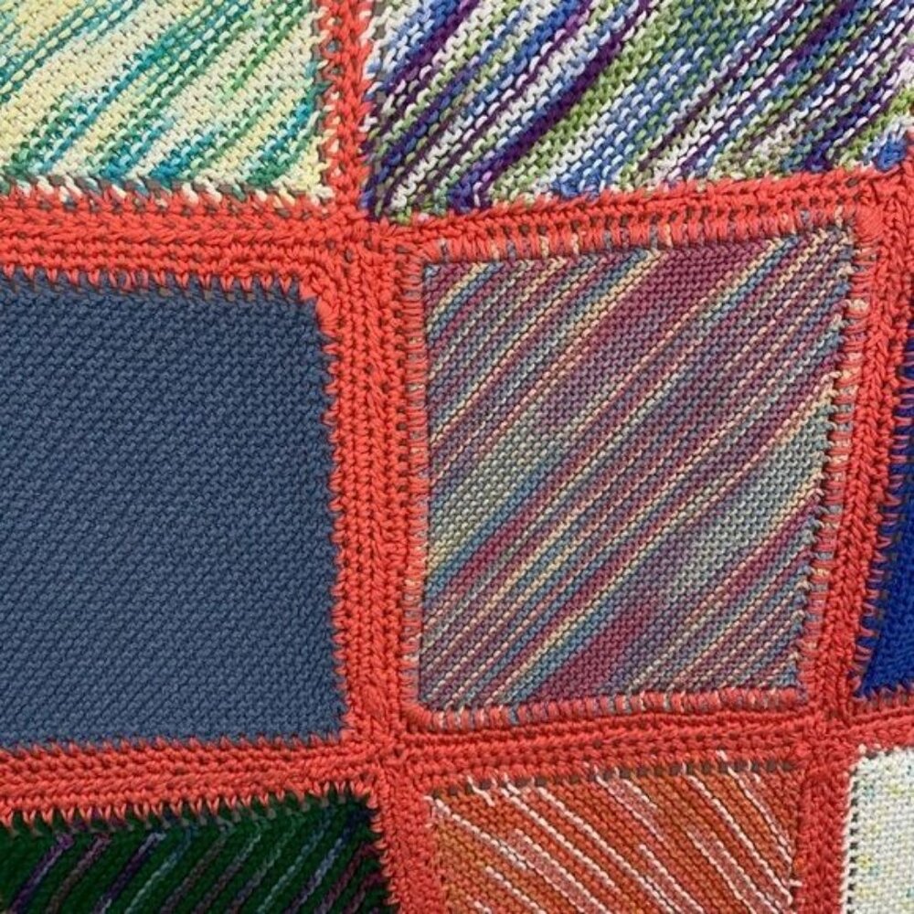 Handmade Crocheted Squares Blanket multicolored - Picture 2 of 4